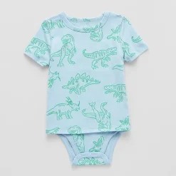 Okie Dokie Toddler Boys Bodysuit Closure Easy-on + Easy-off Adaptive Crew Neck Short Sleeve Bodysuit