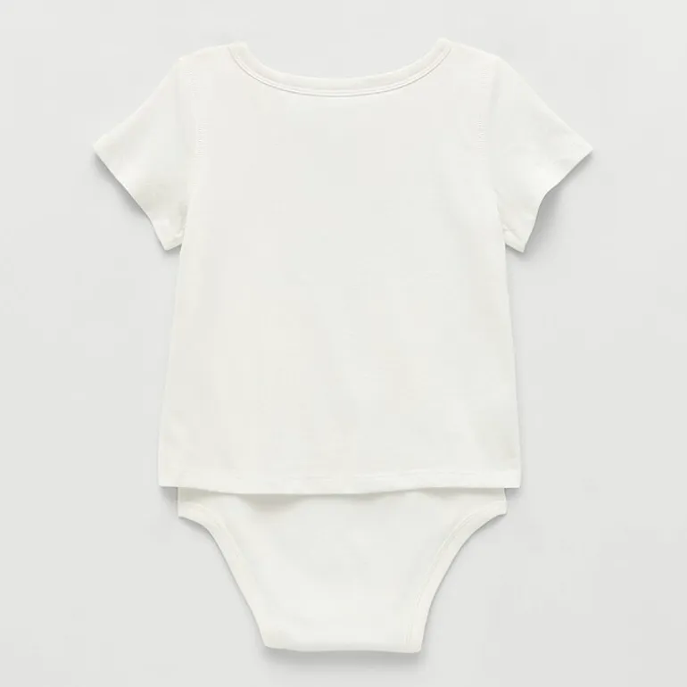 Okie Dokie Toddler Girls Bodysuit Closure Easy-on + Easy-off Adaptive Round Neck Short Sleeve Bodysuit