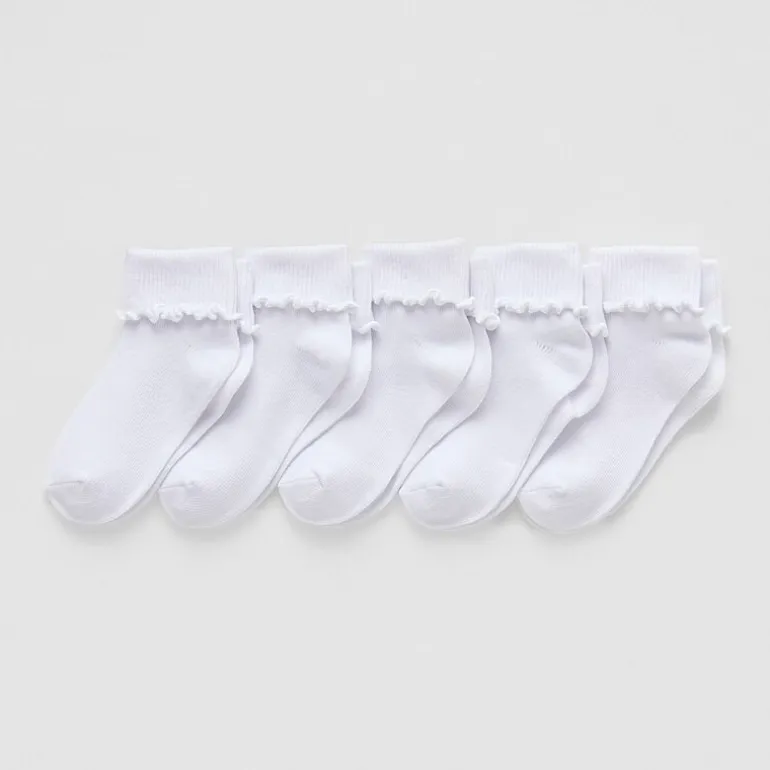 Okie Dokie Toddler Girls 5 Pair Turncuff Socks