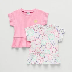 Okie Dokie Toddler Girls Round Neck Short Sleeve 2-pc. Peplum Top