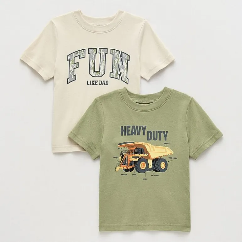 Okie Dokie Toddler & Little Boys Crew Neck Short Sleeve Regular Fit 2-pc. Graphic T-Shirt
