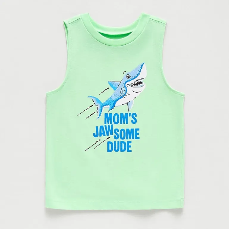 Okie Dokie Toddler & Little Boys Round Neck Sleeveless Tank Top