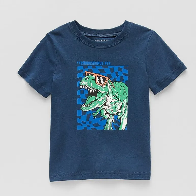Okie Dokie Toddler & Little Boys Crew Neck Short Sleeve Regular Fit Graphic T-Shirt