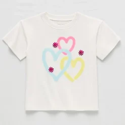 Okie Dokie Toddler & Little Girls Round Neck Short Sleeve Relaxed Fit Graphic T-Shirt