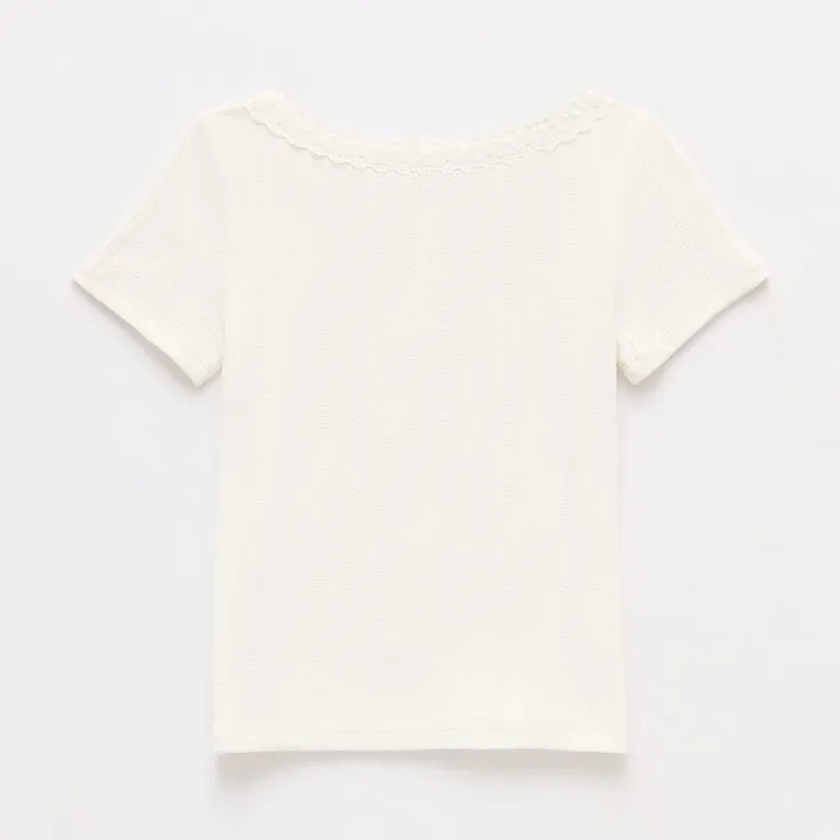 Okie Dokie Toddler & Little Girls Short Sleeve Regular Fit Lace Trim Shirt