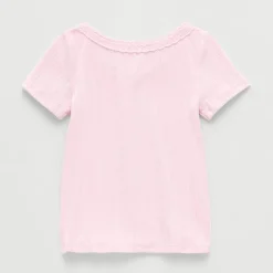 Okie Dokie Toddler & Little Girls Short Sleeve Regular Fit Lace Trim Shirt