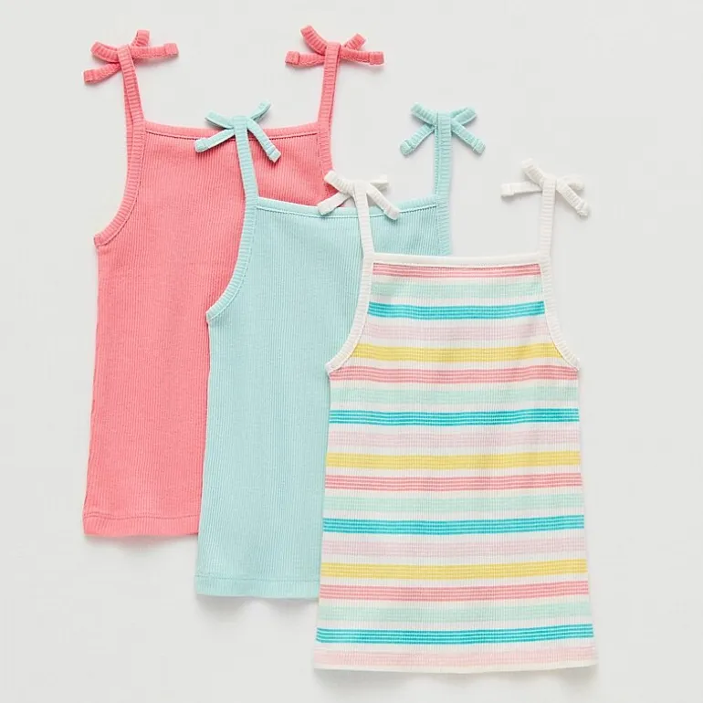Okie Dokie Toddler & Little Girls Straight Neck Sleeveless 3 Pack Tank Top