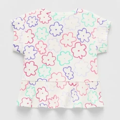 Okie Dokie Toddler & Little Girls Round Neck Short Sleeve Peplum Top