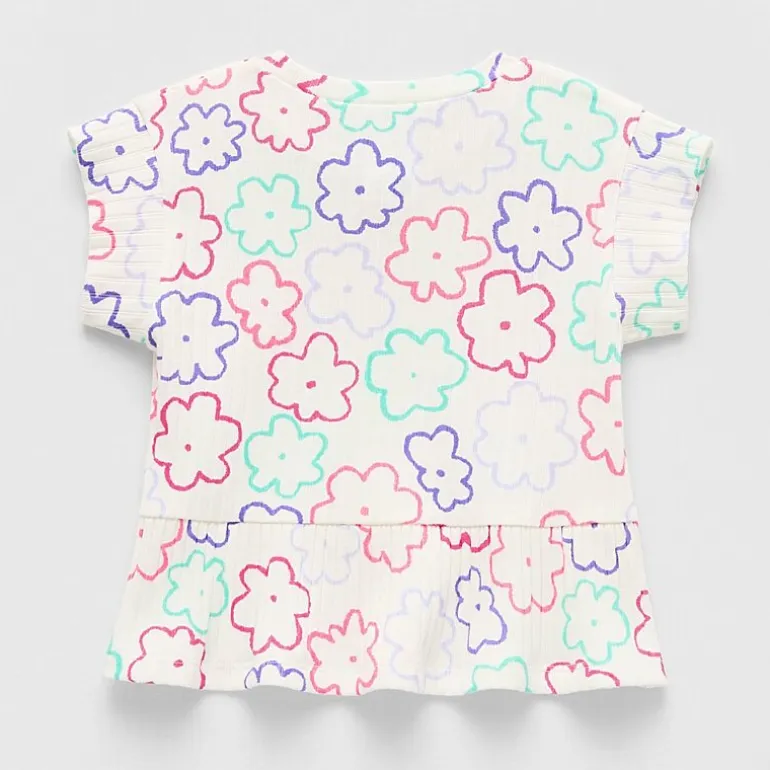 Okie Dokie Toddler & Little Girls Round Neck Short Sleeve Peplum Top