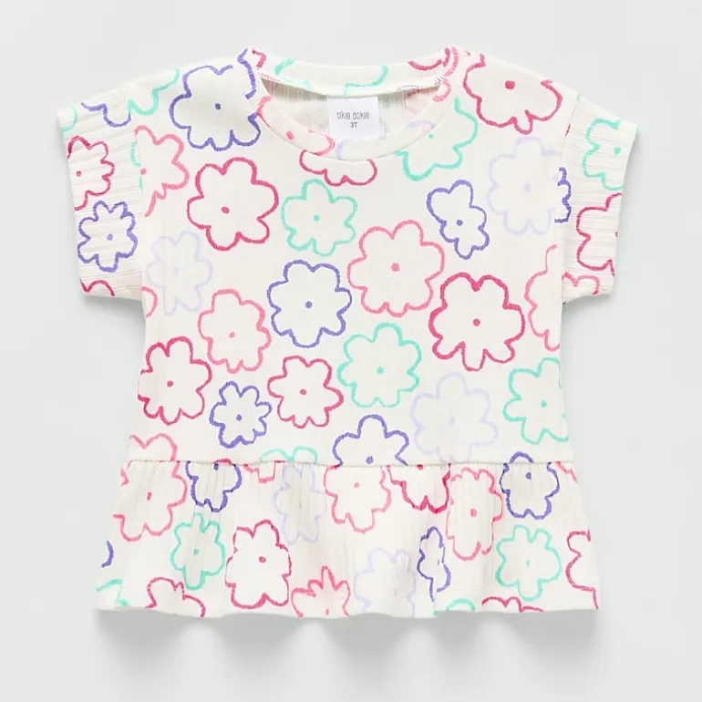 Okie Dokie Toddler & Little Girls Round Neck Short Sleeve Peplum Top