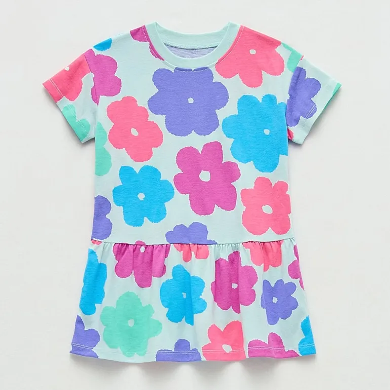 Okie Dokie Toddler & Little Girls Round Neck Short Sleeve Regular Fit 2-pc. Graphic T-Shirt