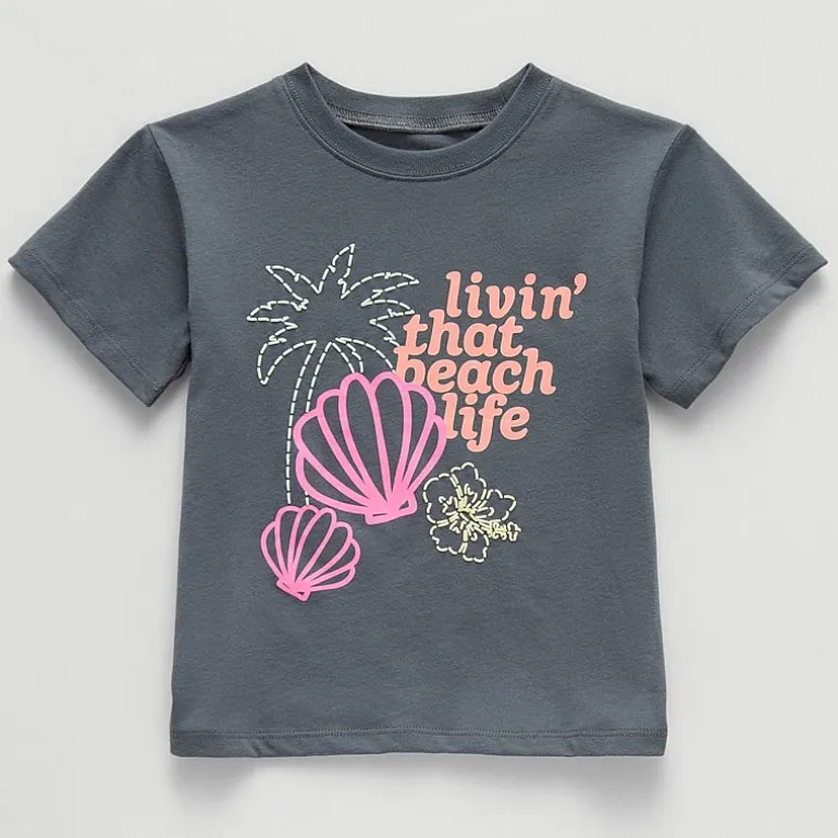 Okie Dokie Toddler & Little Girls Crew Neck Short Sleeve Relaxed Fit Graphic T-Shirt
