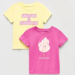 Okie Dokie Toddler & Little Girls Round Neck Short Sleeve Regular Fit 2-pc. Graphic T-Shirt