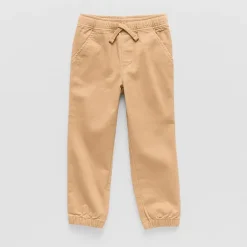 Okie Dokie Twill Tough Cotton Toddler & Little Boys Drawstring Waist Cinched Regular Fit Jogger Pant