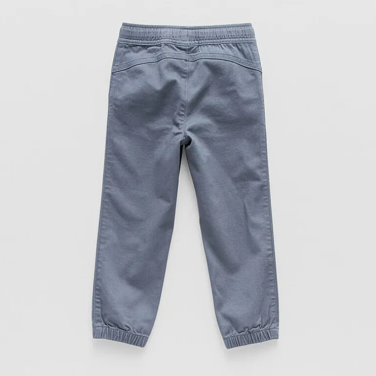 Okie Dokie Twill Tough Cotton Toddler & Little Boys Drawstring Waist Cinched Regular Fit Jogger Pant