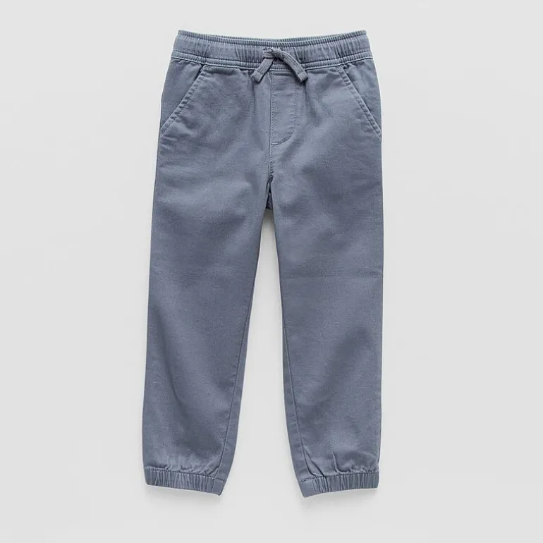 Okie Dokie Twill Tough Cotton Toddler & Little Boys Drawstring Waist Cinched Regular Fit Jogger Pant