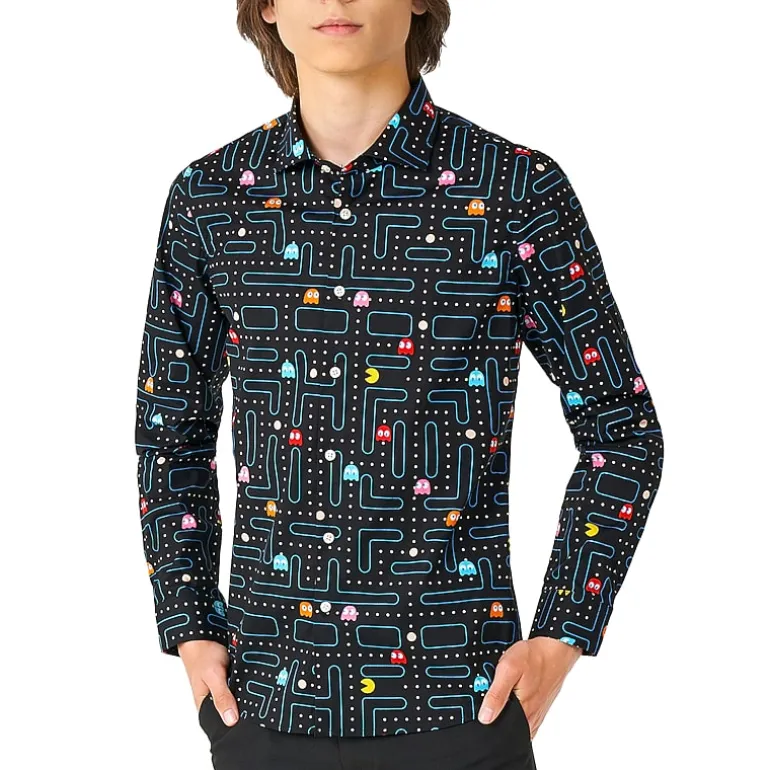 Opposuits Big Kid Boys Spread Collar Long Sleeve Pacman Dress Shirt