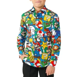Opposuits Little Boys Spread Collar Long Sleeve Super Mario Dress Shirt
