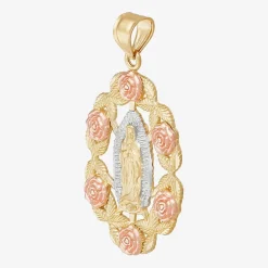 Our Lady Of Guadalupe / Nuestra Senora De Guadalupe Womens 14K Gold Oval Pendant
