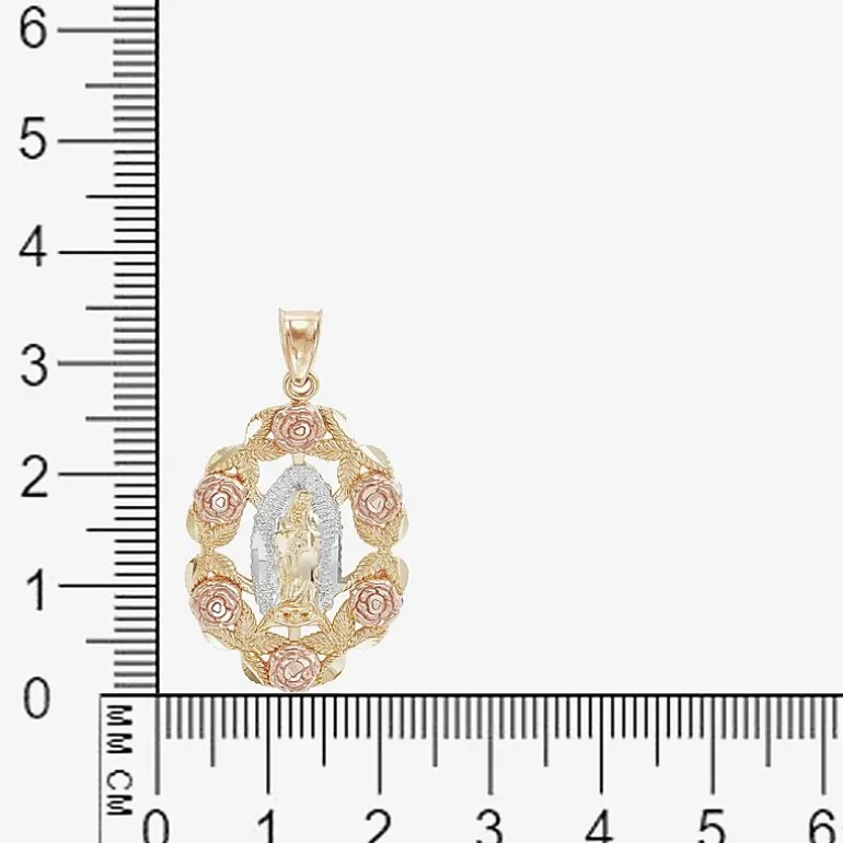Our Lady Of Guadalupe / Nuestra Senora De Guadalupe Womens 14K Gold Oval Pendant