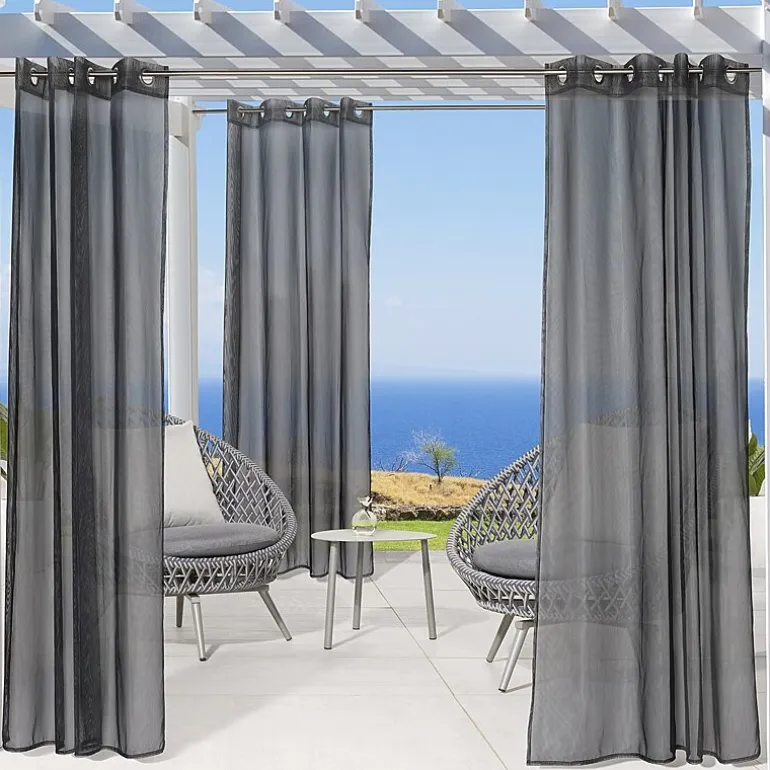 Outdoor Decor No Se'Em Grommet Top Sheer Single Outdoor Curtain Panel