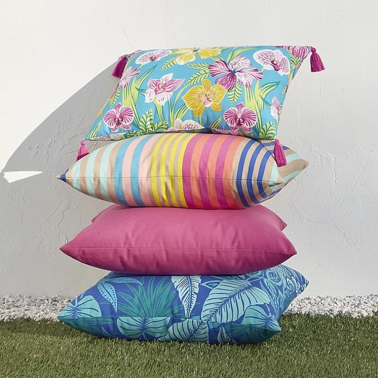 Outdoor Oasis 20"X 20" Orchid Print Square Throw Pillow