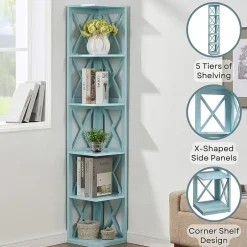 Oxford 5-Shelf Corner Bookcase