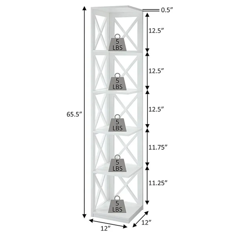 Oxford 5-Shelf Corner Bookcase