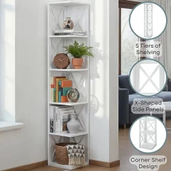 Oxford 5-Shelf Corner Bookcase