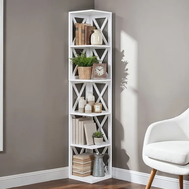 Oxford 5-Shelf Corner Bookcase