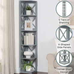 Oxford 5-Shelf Corner Bookcase