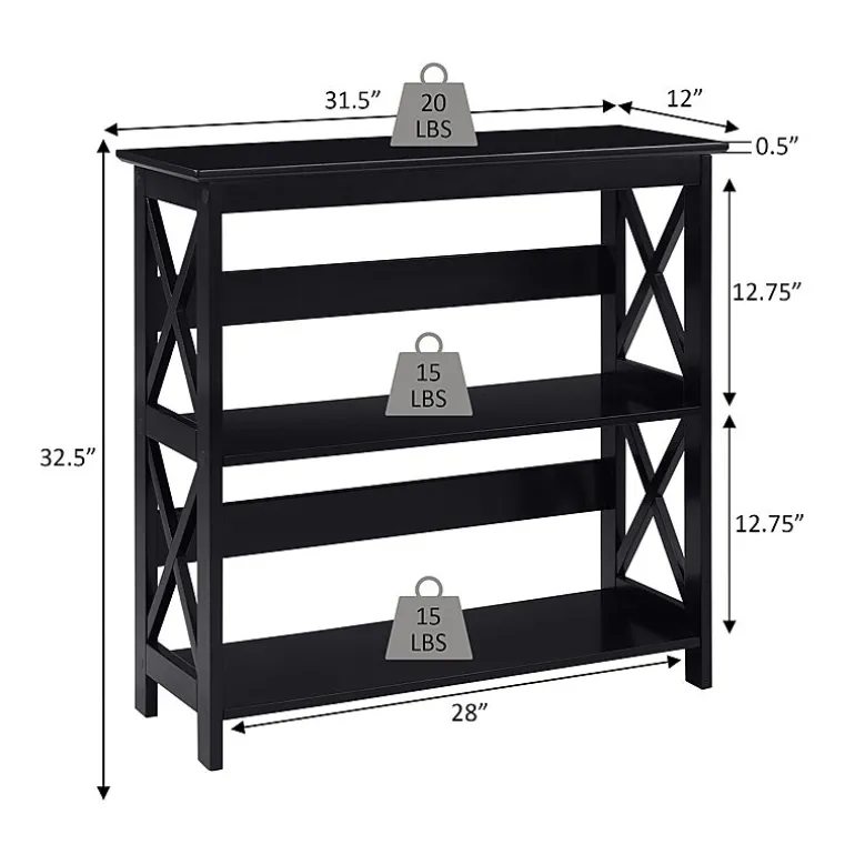 Oxford 3-Tier Bookcase Entryway Hall Table