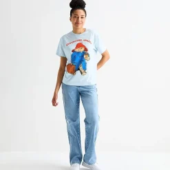 Paddington Boyfriend Tee Womens Juniors Crew Neck Short Sleeve Regular Fit Graphic T-Shirt