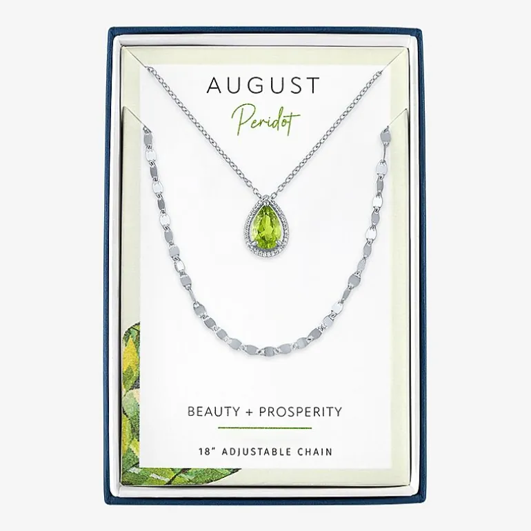 2-pc.Birthstone Necklace Set in Pure Silver Over Brass