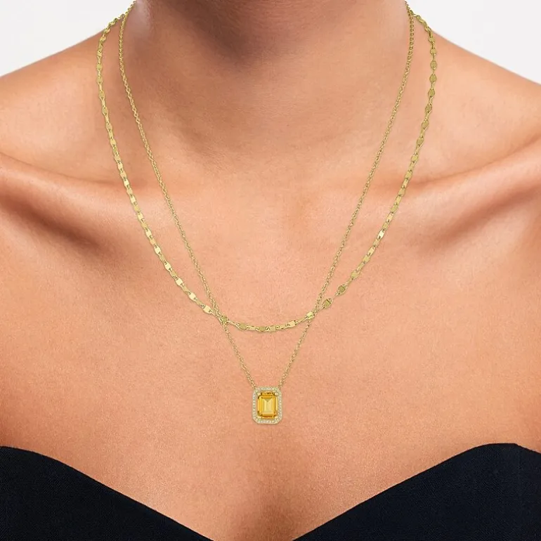 2-pc.Birthstone Necklace Set in Pure Silver Over Brass