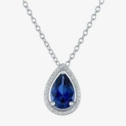 2-pc.Birthstone Necklace Set in Pure Silver Over Brass