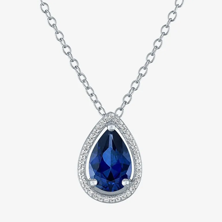 2-pc.Birthstone Necklace Set in Pure Silver Over Brass