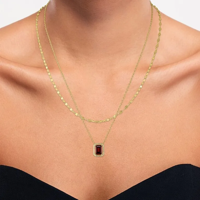 2-pc.Birthstone Necklace Set in Pure Silver Over Brass