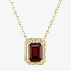 2-pc.Birthstone Necklace Set in Pure Silver Over Brass