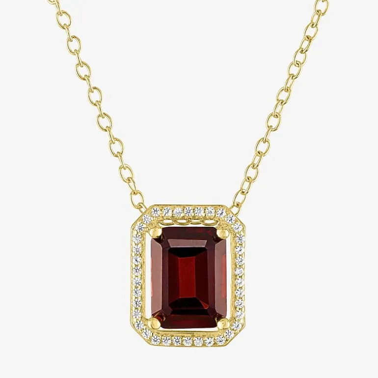 2-pc.Birthstone Necklace Set in Pure Silver Over Brass