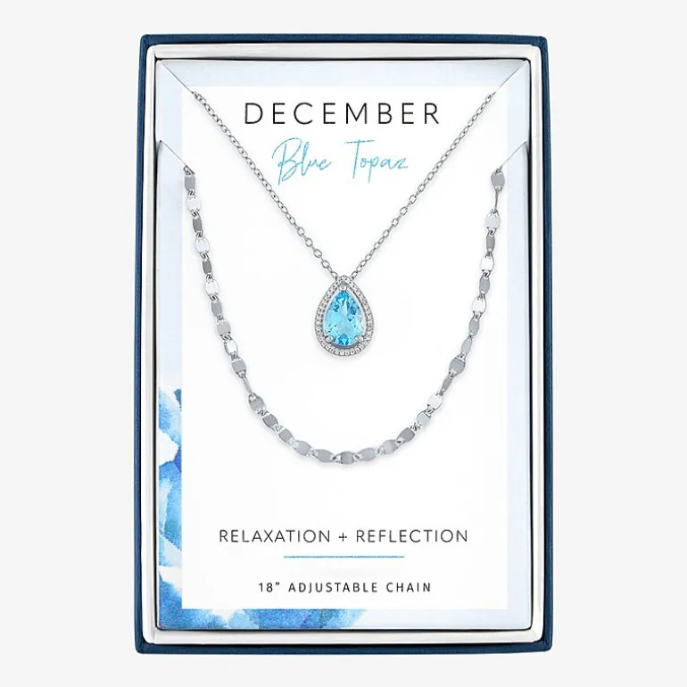 2-pc.Birthstone Necklace Set in Pure Silver Over Brass