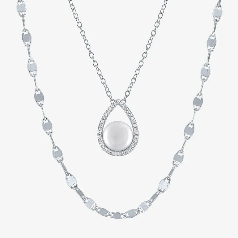 2-pc.Birthstone Necklace Set in Pure Silver Over Brass