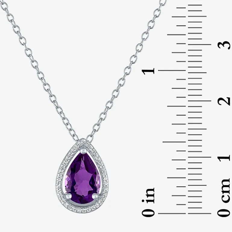 2-pc.Birthstone Necklace Set in Pure Silver Over Brass