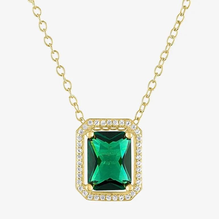 2-pc.Birthstone Necklace Set in Pure Silver Over Brass