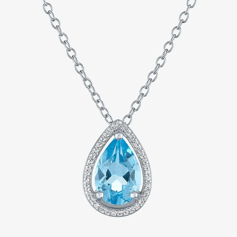 2-pc.Birthstone Necklace Set in Pure Silver Over Brass