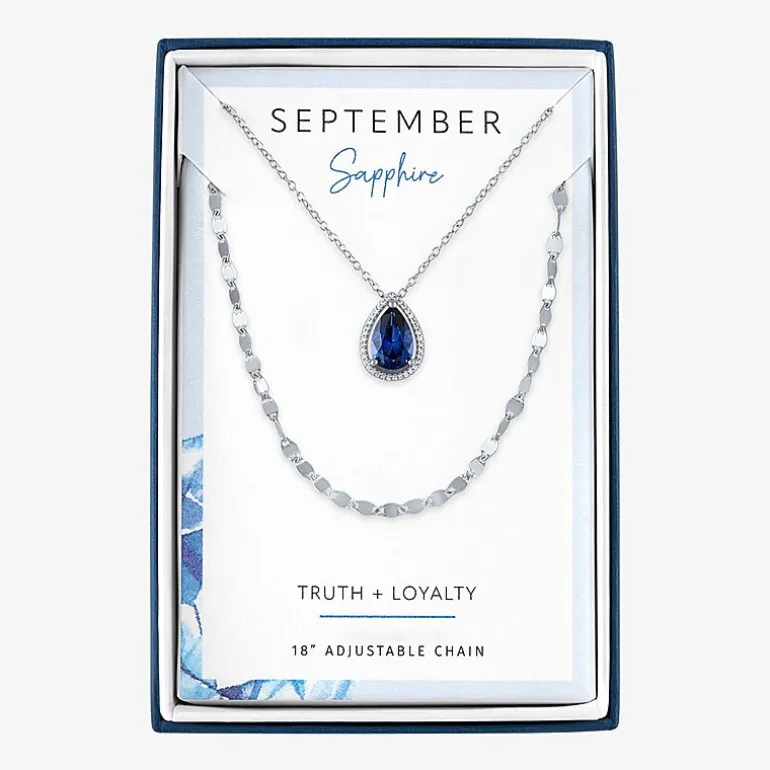 2-pc.Birthstone Necklace Set in Pure Silver Over Brass