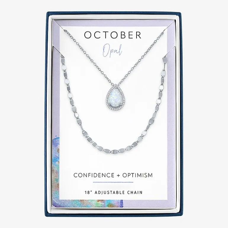 2-pc.Birthstone Necklace Set in Pure Silver Over Brass