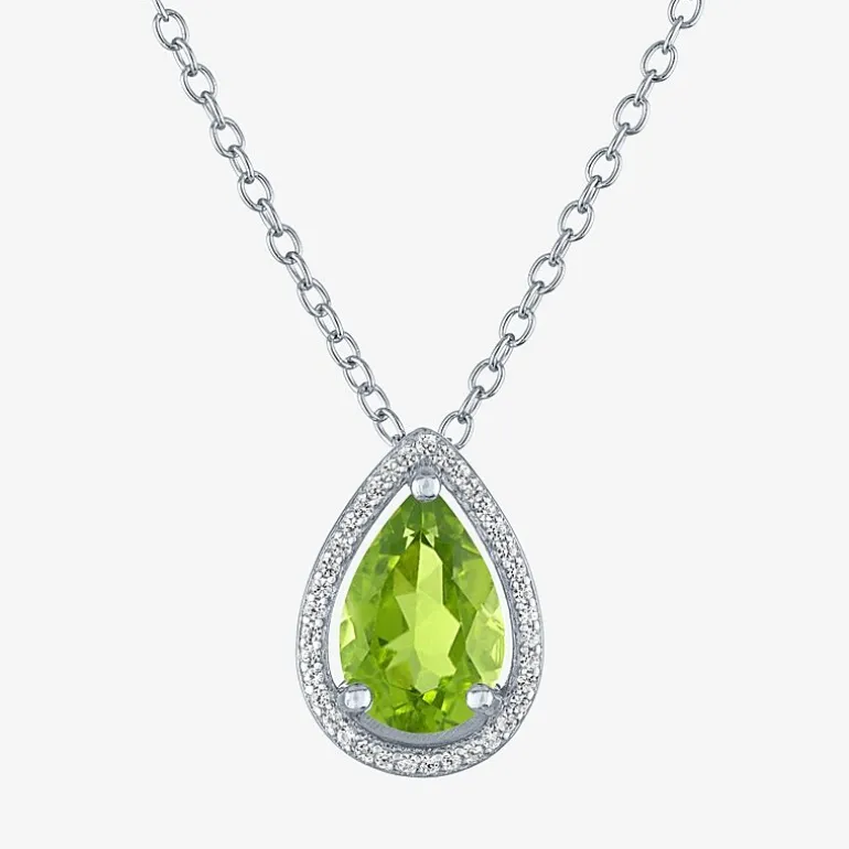 2-pc.Birthstone Necklace Set in Pure Silver Over Brass