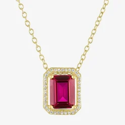 2-pc.Birthstone Necklace Set in Pure Silver Over Brass