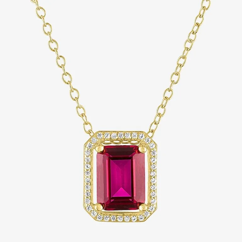 2-pc.Birthstone Necklace Set in Pure Silver Over Brass